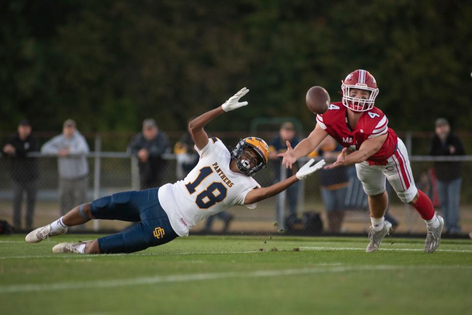 Climax-Scotts senior Miles Shannon dives for a ball during action in 2022.