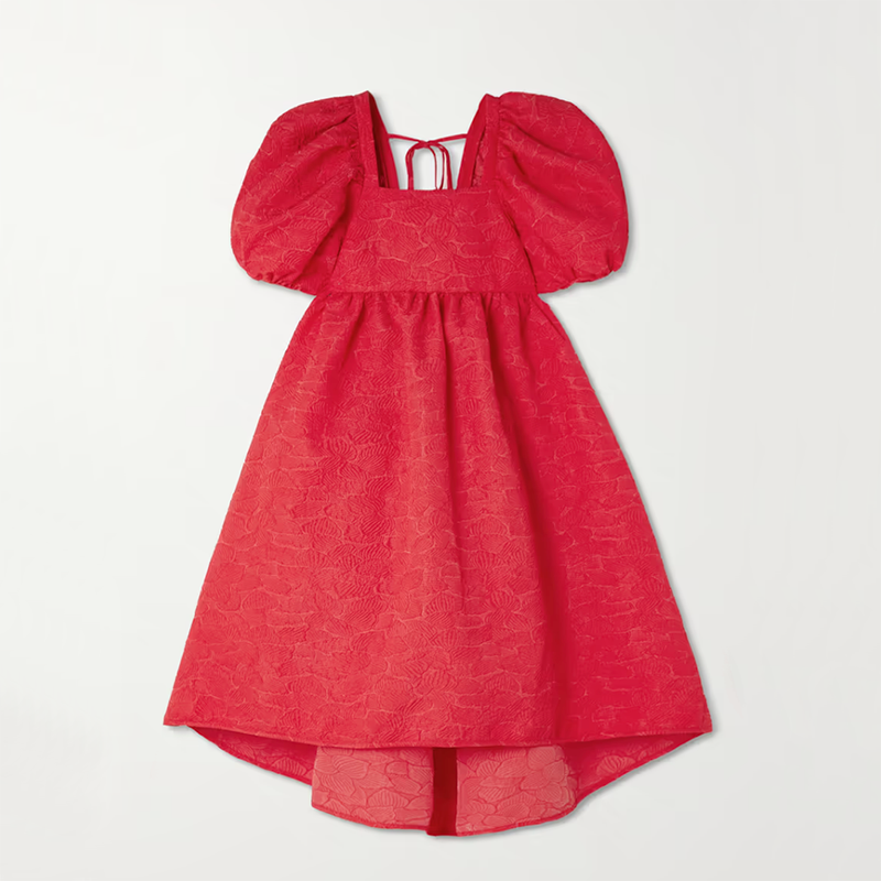 Tilde Cutout Bow-detailed Gathered Matelassé Mini Dress