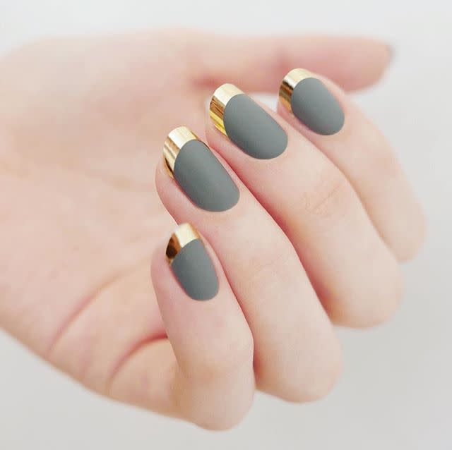 grey and gold nail designs