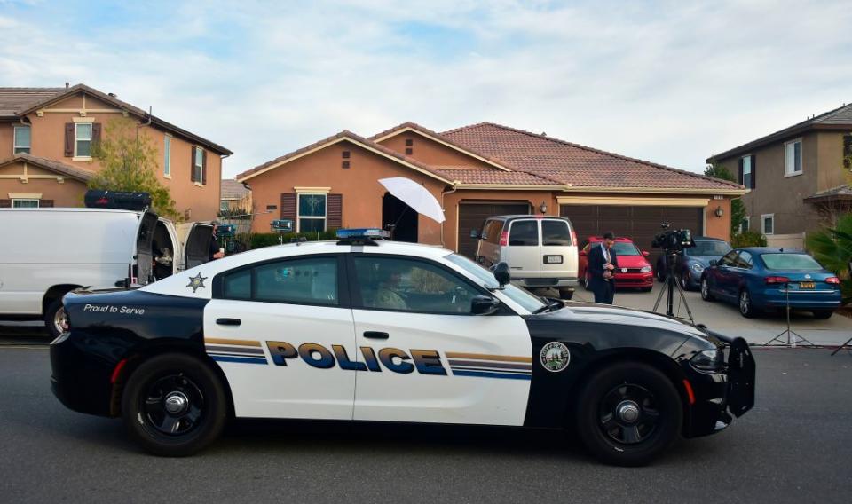 Police outside the Turpin family home in Perris, California (Picture: Getty)