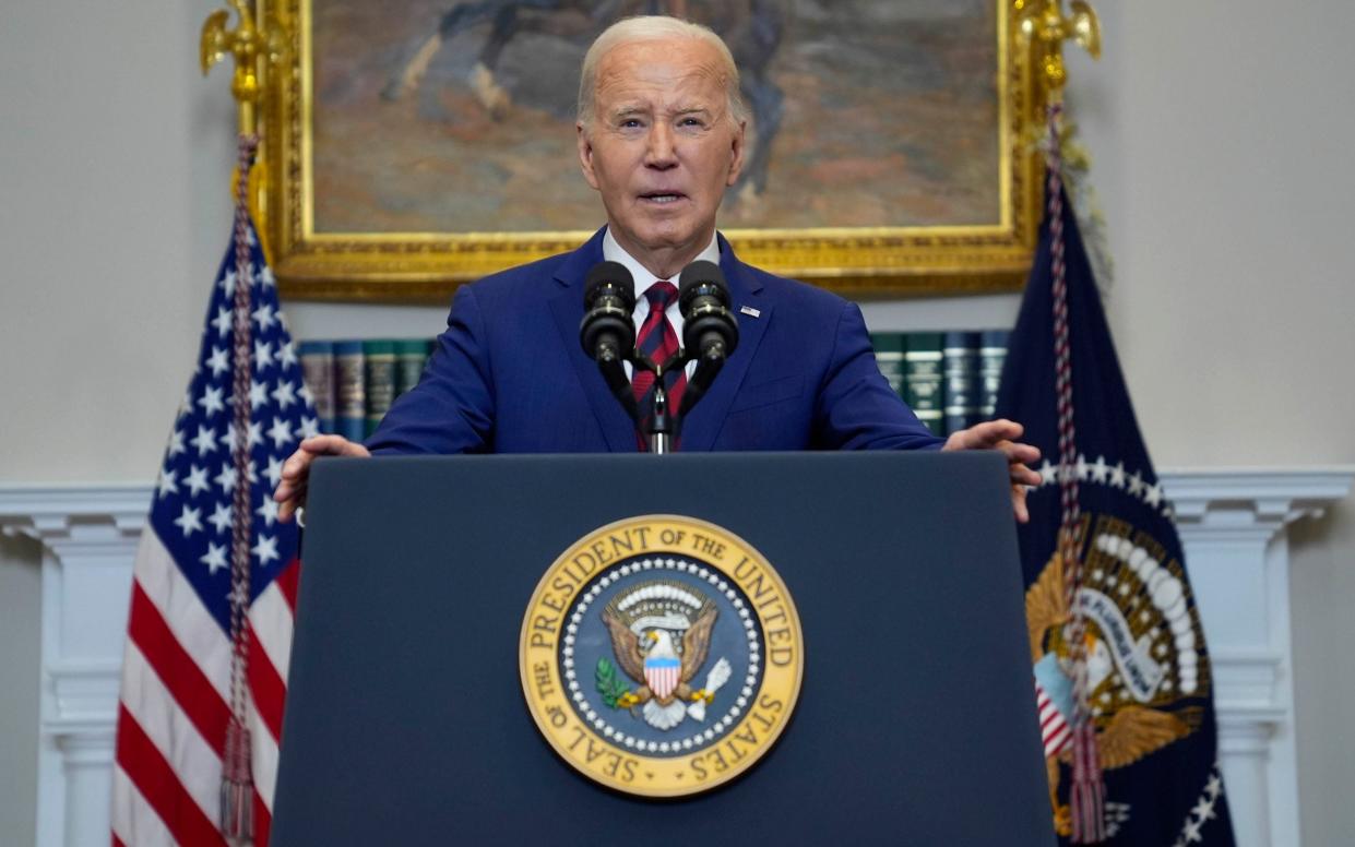 President Joe Biden addresses the nation after the collapse of the Francis Scott Key bridge