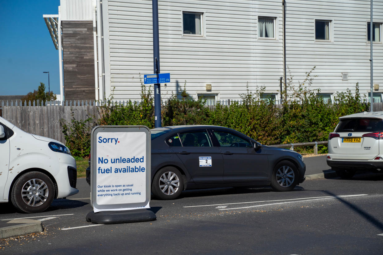 Queues outside Tesco fuel station, Portsmouth Fratton