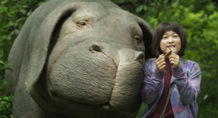 Ahn Seo-hyun as Mija with Okja (Netflix)