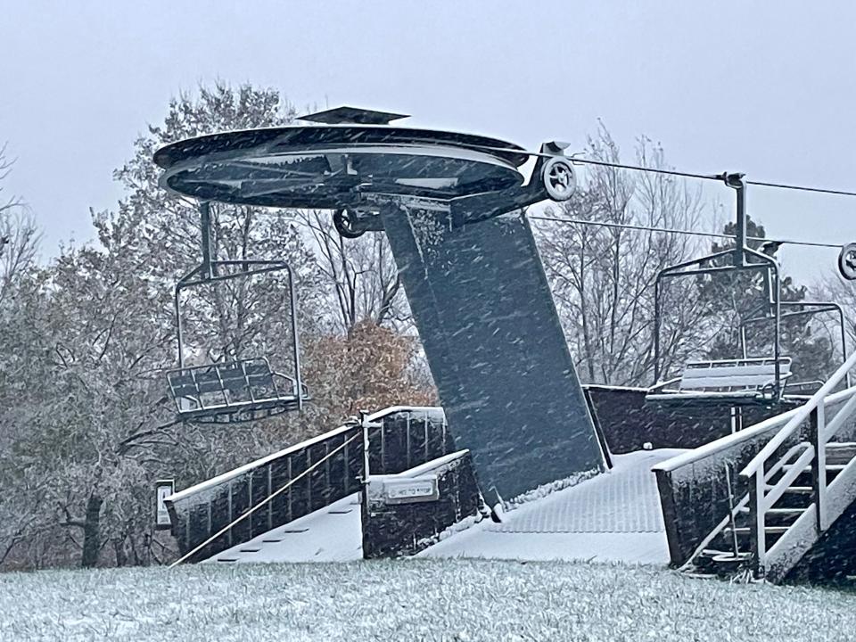 New gray paint, the same shade that's used at Vail Ski Resort in Colorado, now graces some of chairlifts at Swiss Valley Ski & Snowboard Area in Jones.