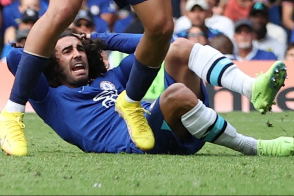 Marc Cucurella was yanked down by his hair during Chelsea’s derby draw with Tottenham (Action Images via Reuters)