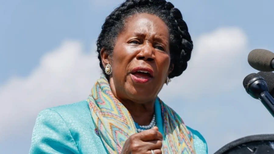 Rep. Sheila Jackson Lee, D-Texas, is facing backlash after she allegedly lashed out at her team members in a now-viral audio clip. Above, the congresswoman speaks at a 2022 Washington press conference calling for the expansion of the Supreme Court. (Photo: Jemal Countess/Getty Images for Take Back the Court Action Fund)