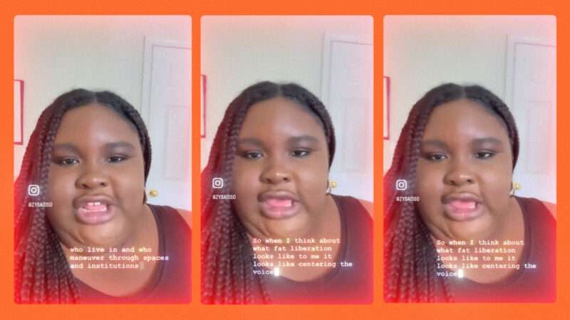 screenshots of Zyahna Bryant's Instagram on an orange background