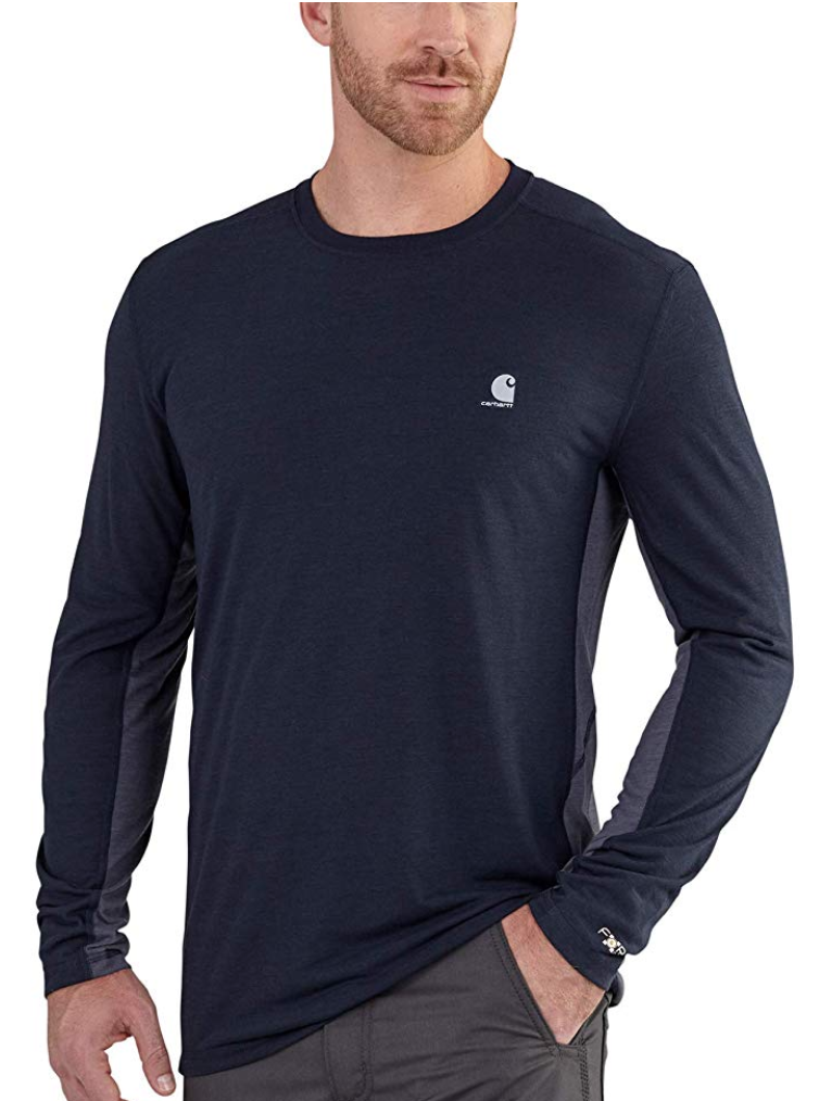 Carhartt Men's Force Extremes Long Sleeve T Shirt in Navy/Bluestone. (Photo: Amazon)