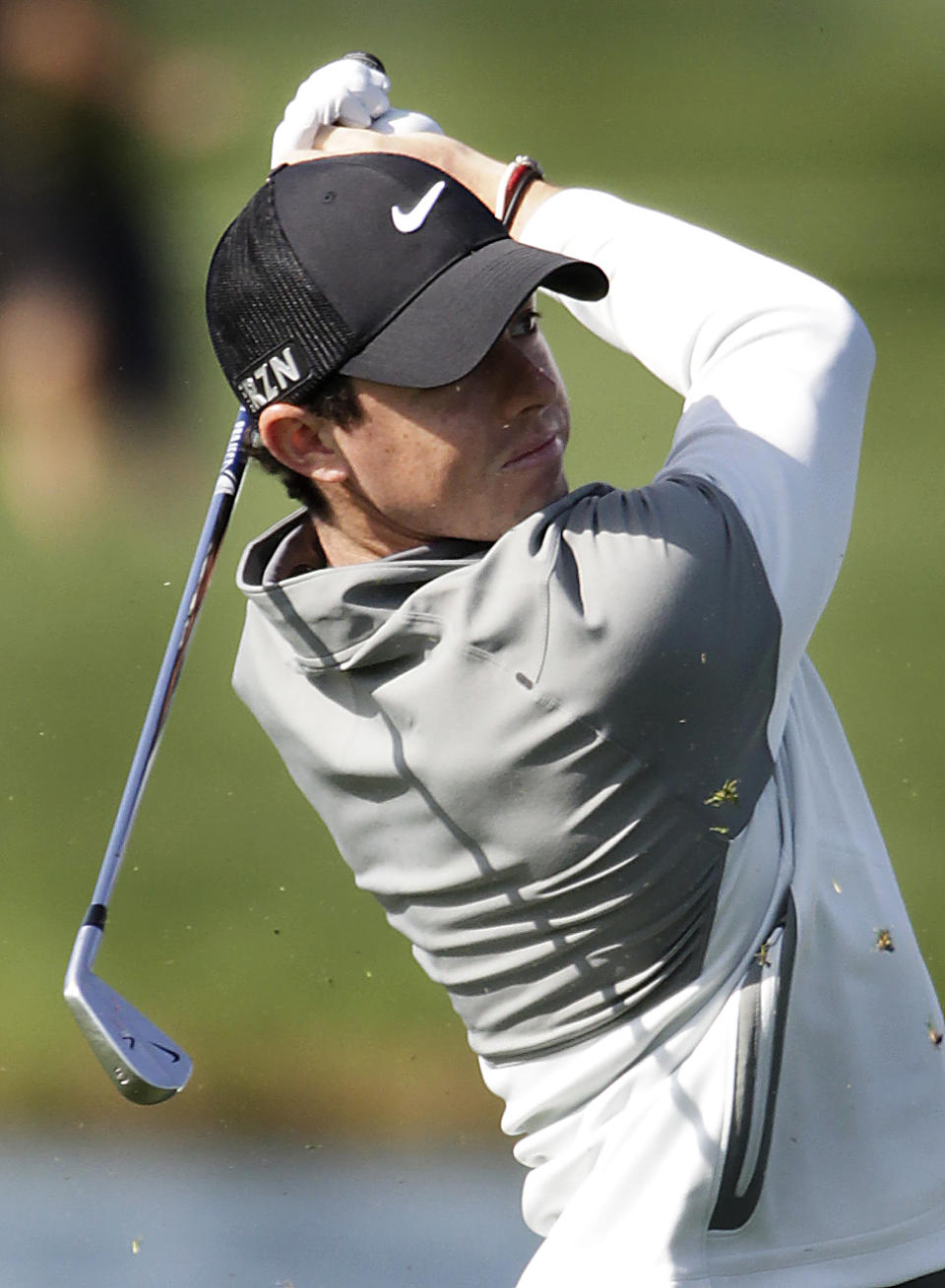 Rory McIlroy takes a shot on the 18th hole during the second round of the Houston Open golf tournament, Friday, April 4, 2014, in Humble, Texas. (AP Photo/Patric Schneider)