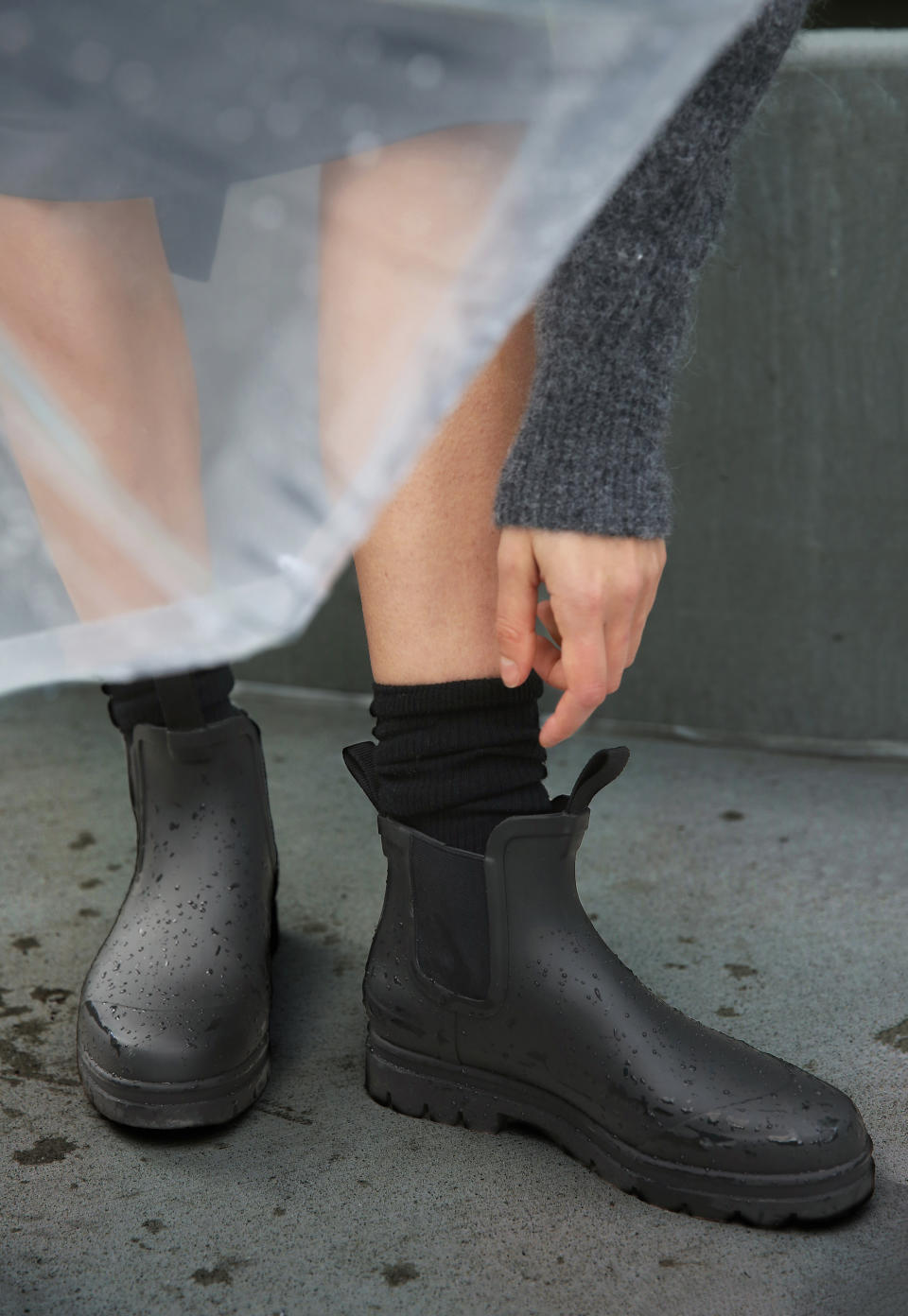 <span>The flexible rubber is easy to wipe down, and makes the boots roomy enough for thick socks</span>. (Photo: Everlane)