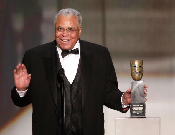 2009: Actor James Earl Jones accepts the Life Achievement award during the 15th annual Screen Actors Guild Awards held at the Shrine Auditorium on January 25, 2009, in Los Angeles.