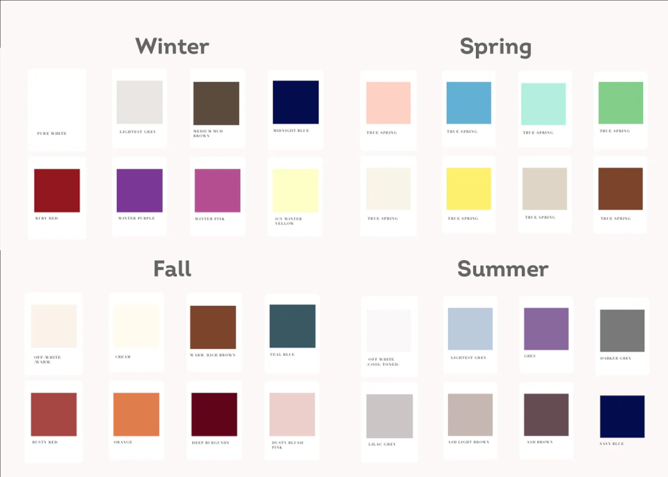 four seasonal color palettes