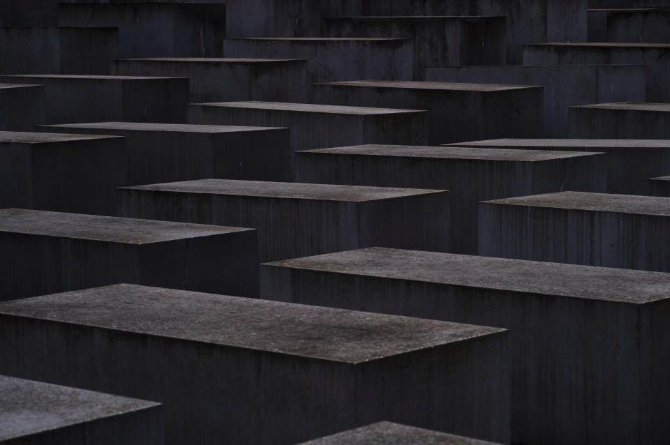 The Holocaust Memorial in Berlin, Germany, on International Holocaust Remembrance Day, Saturday, Jan. 27, 2024. The International Holocaust Remembrance Day marks the anniversary of the liberation of the Nazi death camp Auschwitz - Birkenau on Jan. 27, 1945. (AP Photo/Markus Schreiber)