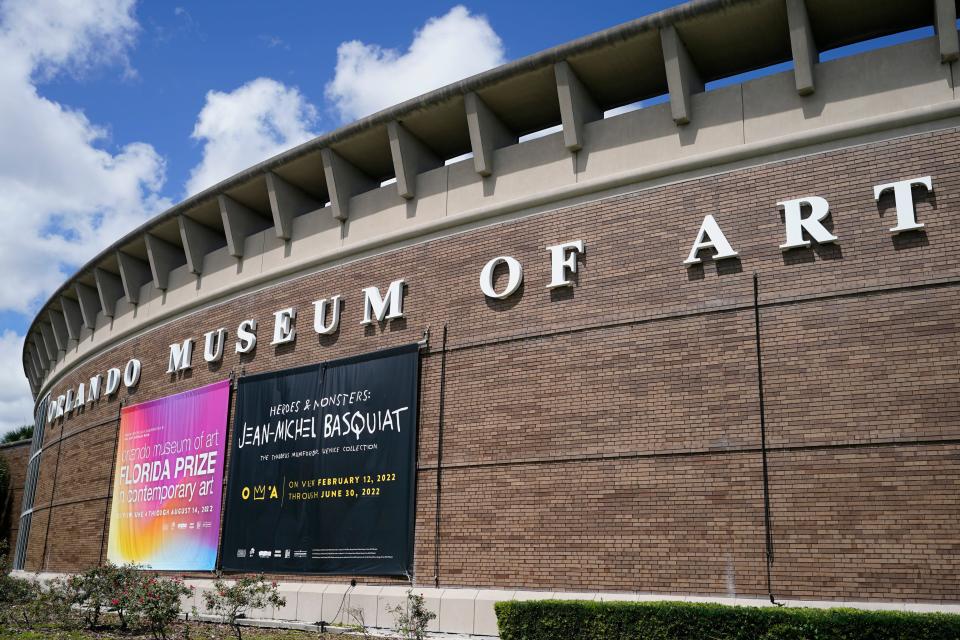 The exterior of the Orlando Museum of Art is seen where artist Jean-Michel Basquiat paintings were on display.