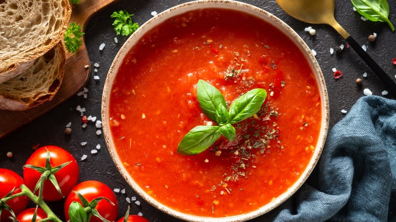 Tomato soup in bowl