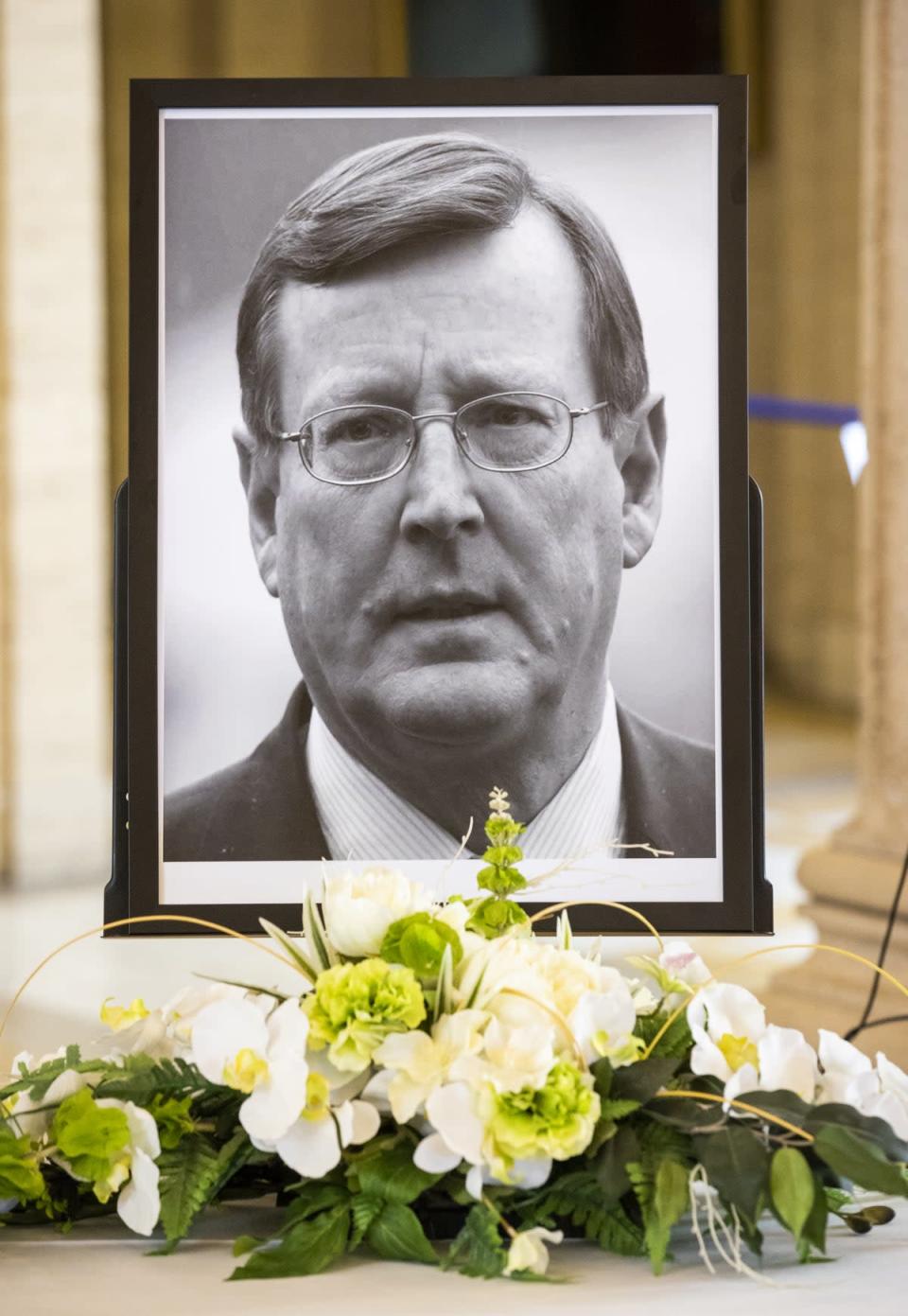 A picture of former Northern Ireland First Minister David Trimble in the Great Hall of Parliament Buildings (Liam McBurney/PA) (PA Wire)