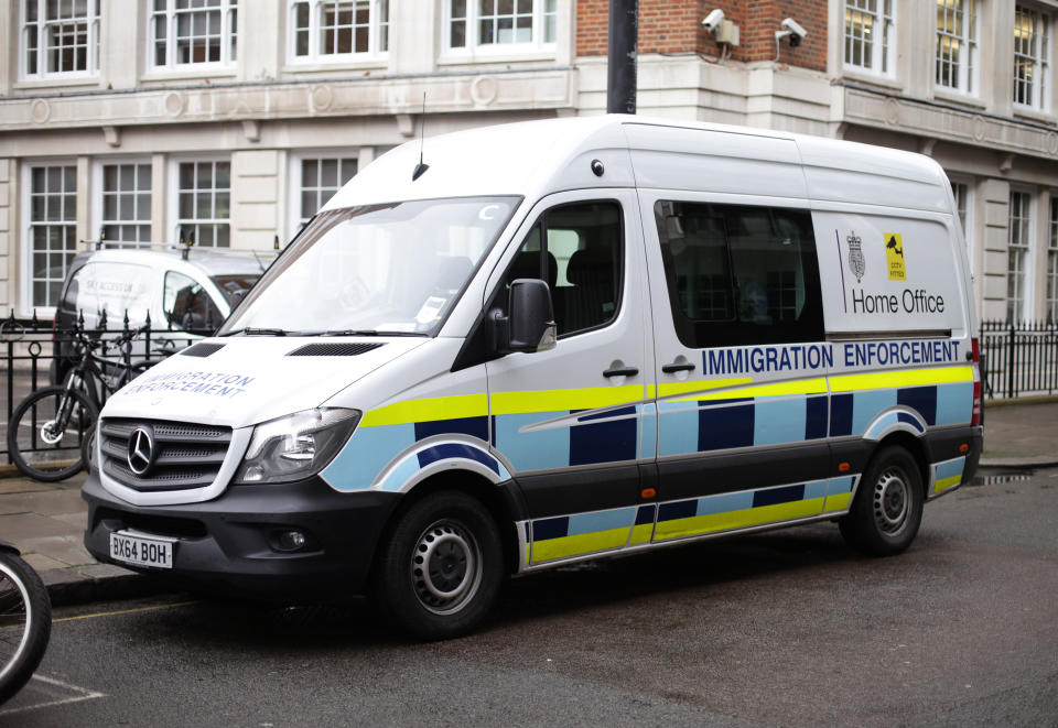 A Home Office immigration enforcement van parked in Westminster, London. (Photo by Yui Mok/PA Images via Getty Images)