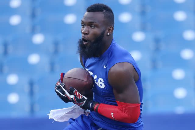 <p>Tom Szczerbowski/Getty</p> Mike Williams #19 of the Buffalo Bills