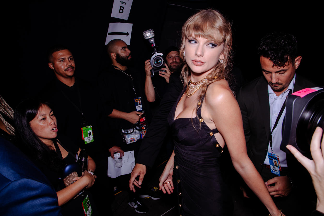 NEWARK, NEW JERSEY - SEPTEMBER 12: Taylor Swift attends the 2023 MTV Video Music Awards at Prudential Center on September 12, 2023 in Newark, New Jersey. (Photo by Catherine Powell/Getty Images for MTV)