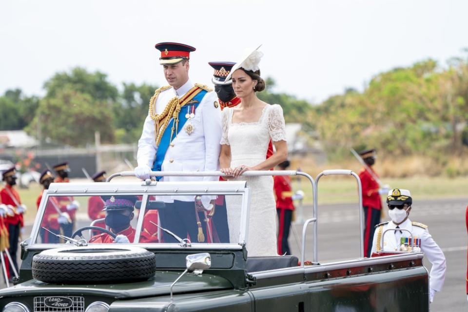 The Duke and Duchess of Cambridge in Kingston, Jamaica, on day six of their tour of the Caribbean on behalf of the Queen to mark her Platinum Jubilee(Jane Barlow/PA) (PA Wire)