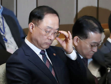 A nominee for South Korea's Finance Minister, Hong Nam-ki attends a meeting at the National Assembly in Seoul, South Korea, November 9, 2018. Yonhap via REUTERS