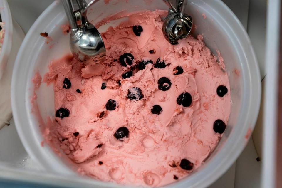 Black Cherry ice cream is ready for scooping at Handel’s Homemade Ice Cream in Forest Acres.