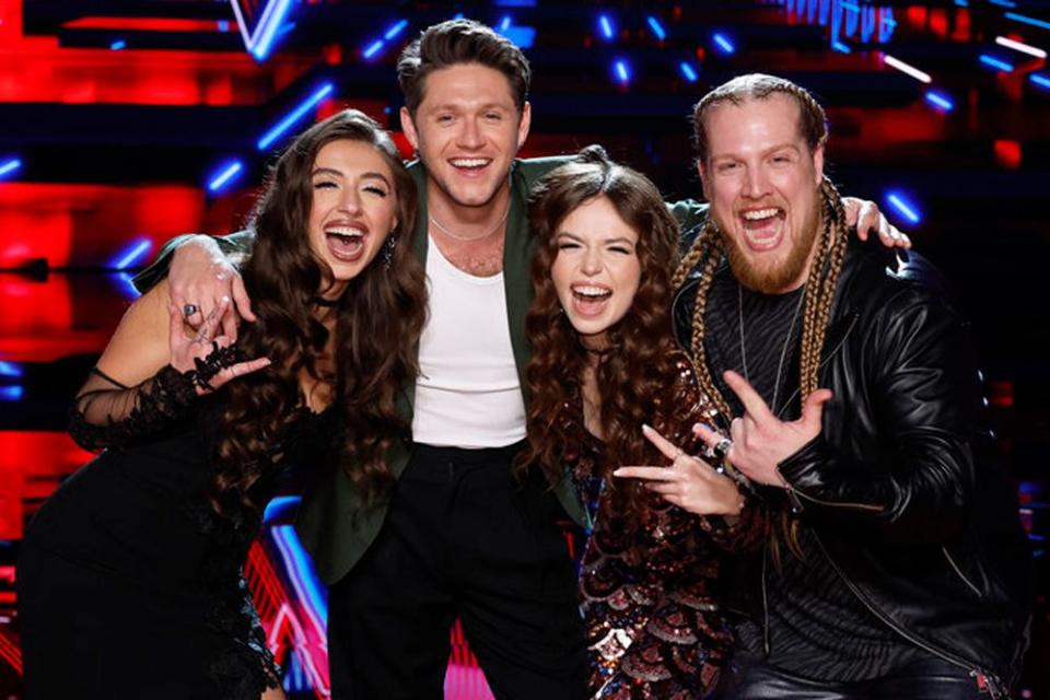 <p>Trae Patton/NBC</p> Nini Iris, Niall Horan, Mara Justine, Huntley