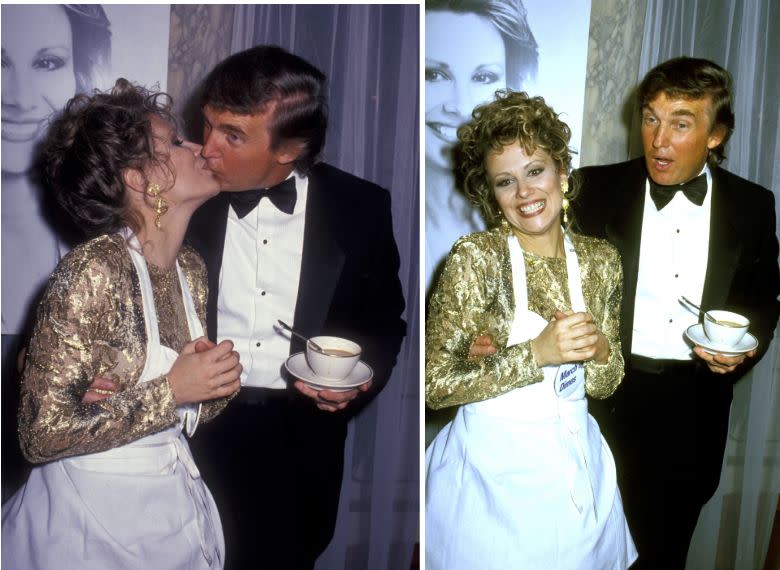 Donald Trump kisses Faith Daniels at the Fifth Annual Gourmet Gala March of Dimes Benefit in 1992 at the Plaza Hotel in New York City. (Photo: Ron Galella/Ron Galella Collection via Getty Images)