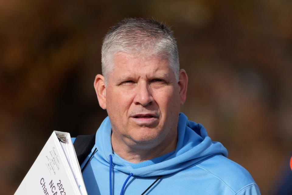 ESPN SportsCenter host John Anderson at a press conference prior to the NCAA cross country championships at Panorama Farms.