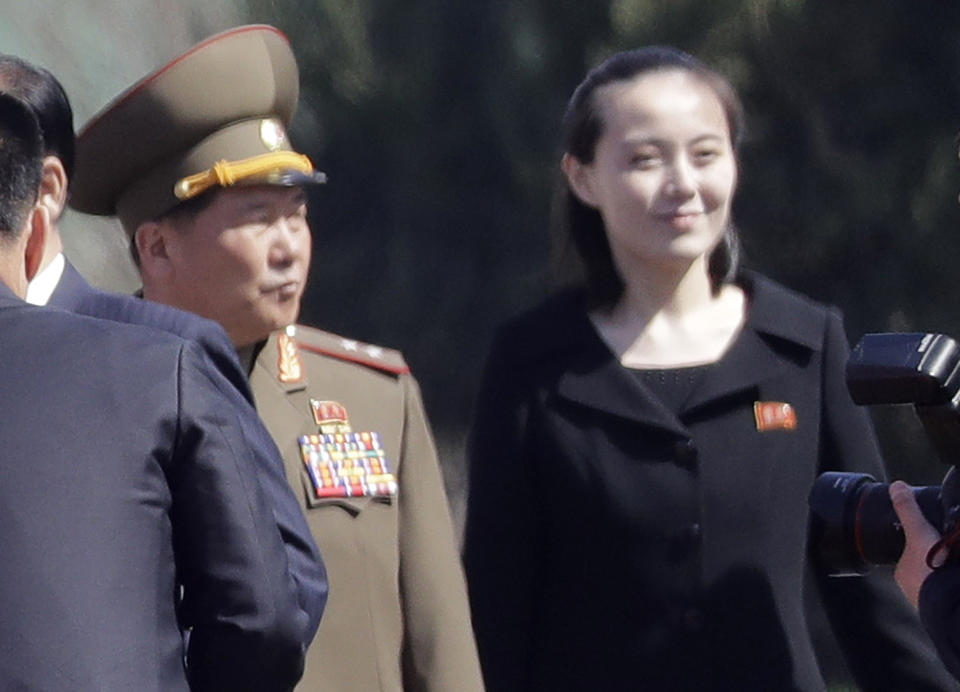 <em>Debut – the visit is thought to be Kim Yo-jong’s debut on the international stage (Pictures: AP)</em>