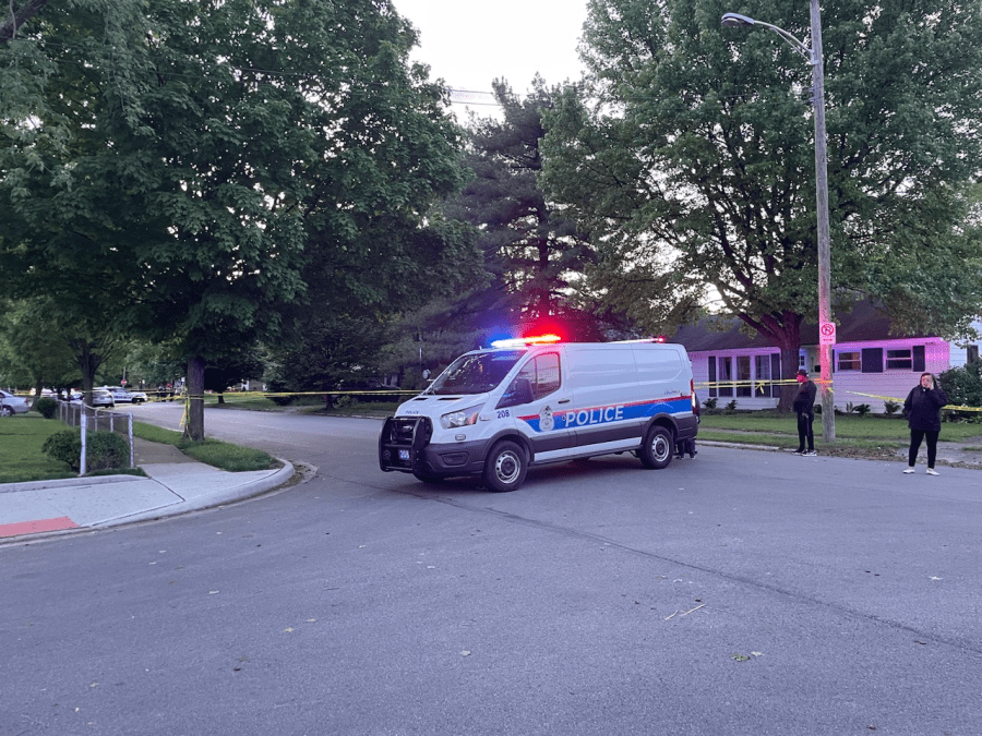 Scene of a double-fatal shooting on the 4700 block of McAllister Avenue on Saturday, May 11, 2024. (NBC4)