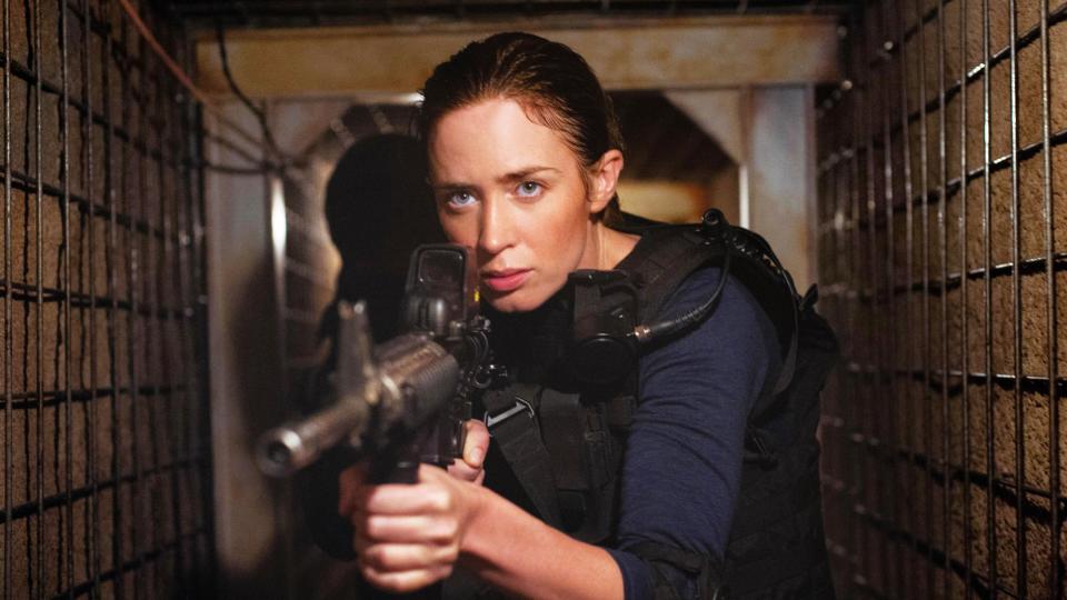 Emily Blunt holds a gun in Sicario