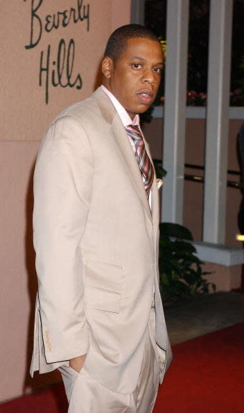 Jay Z during 2004 Clive Davis Pre-Grammy Party - Arrivals at Beverly Hills Hotel in Beverly Hills, California, United States. (Photo by Gregg DeGuire/WireImage) 