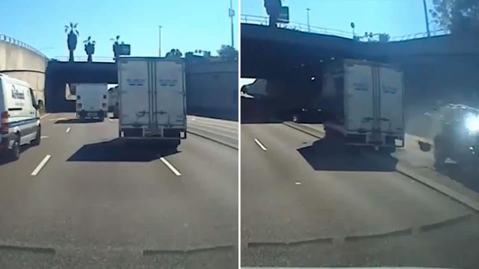 Dash Cam Footage: Truck Driver Gets Sideswiped on the Highway 