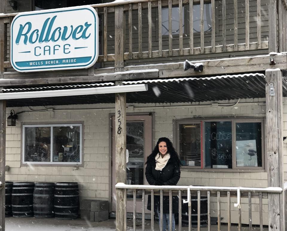 Adreanna Spezzaferro at the Rollover Café on Mile Road at Wells Beach in Maine on Tuesday, Jan. 16, 2024. She and her husband, David, and their friends, Steven and Cynthia Gibbs, are the new owners of the café.