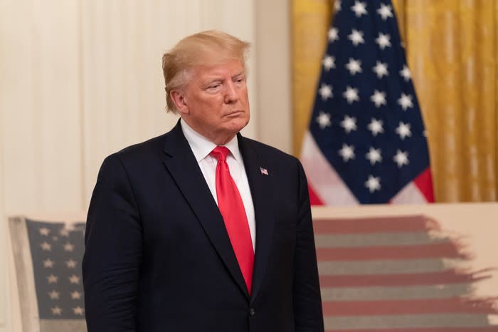 President Trump in the East Room of the White House.