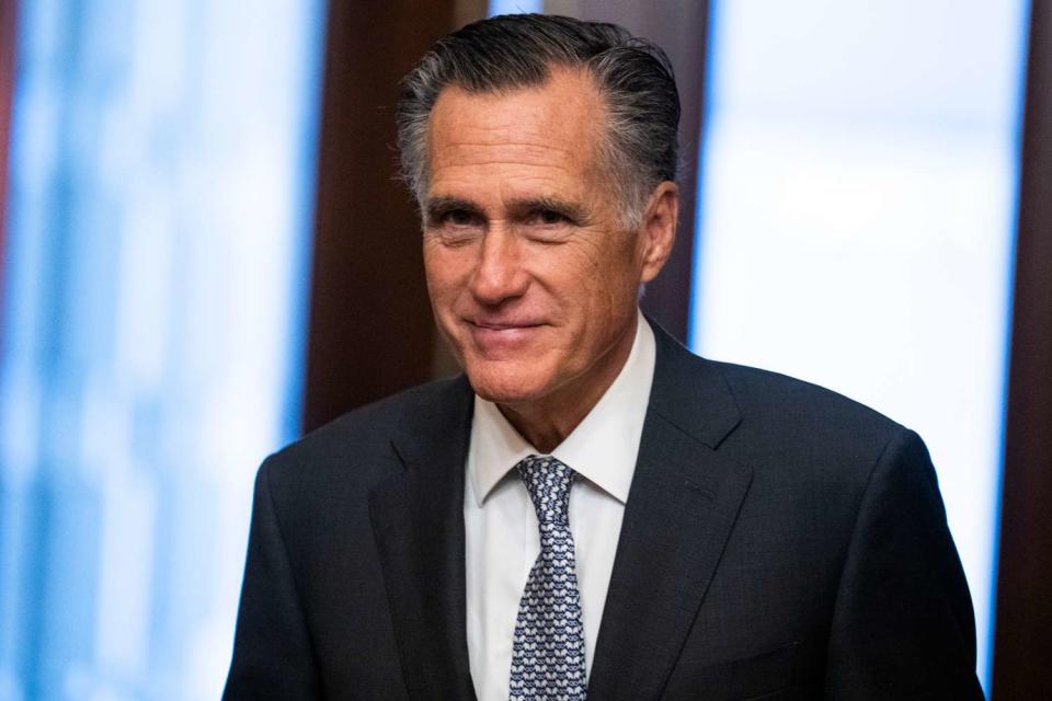 <p>Tom Williams/CQ-Roll Call, Inc via Getty</p> Sen. Mitt Romney, R-Utah, arrives to the U.S. Capitol on Wednesday, November 16, 2022.