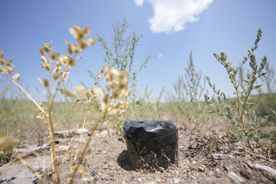 In this Monday, July 26, 2021, photograph, an experimental bore head is shown on the Terry Bison Ranch south of Cheyenne, Wyo. Figures released this month show that population growth continues unabated in the South and West, even as temperatures rise and droughts become more common. (AP Photo/David Zalubowski)