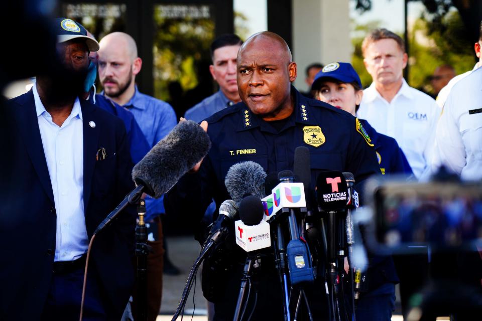 Houston police Chief Troy Finner speaks at a press conference on Nov. 6, 2021 in Houston.