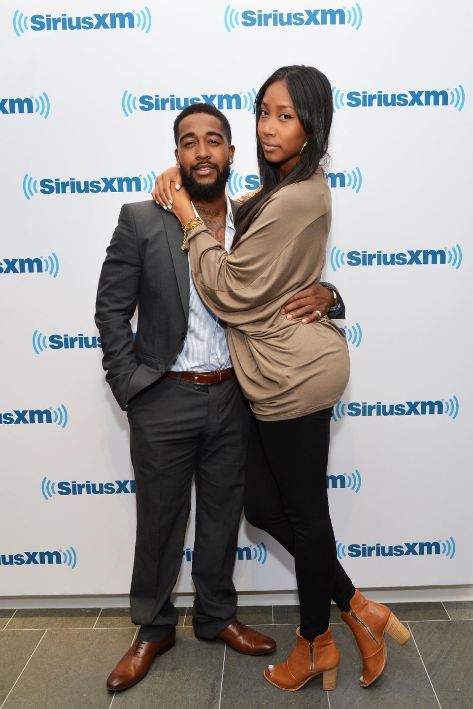 omarion and apryl jones posing at SiriusXM radio