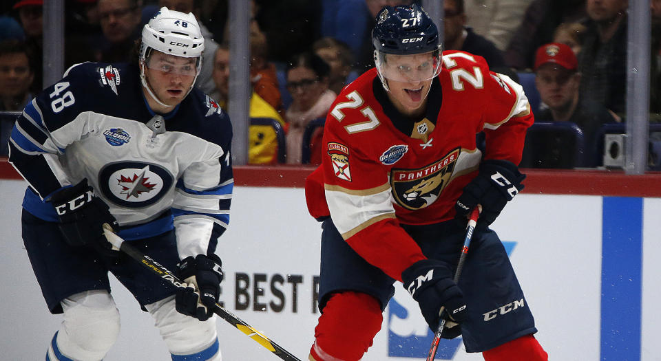 Brendan Lemieux’s latest dirty play against the Florida Panthers will likely result in an NHL suspension. (Photo by Eliot J. Schechter/NHLI via Getty Images)