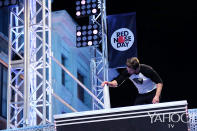 <p>Yes, it would appear Amell conquers the Warped Wall and gets to hit the buzzer at the top, as if there were any doubt.<br><br>(Photo: Tyler Golden/NBC) </p>