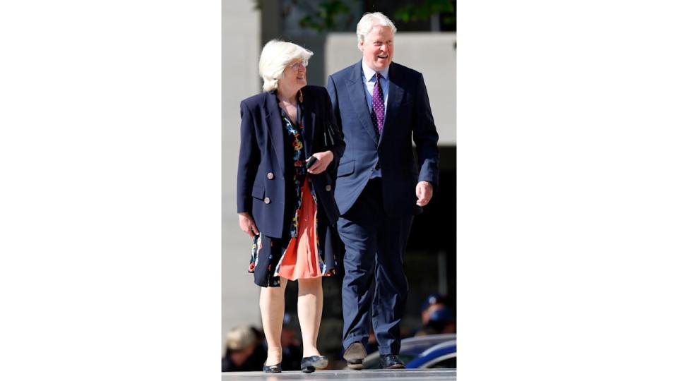 Charles attended the service with his sister Lady Jane Fellowes