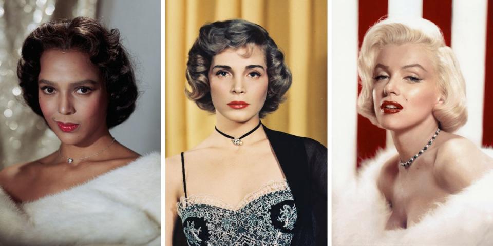 You may associate chokers with music festival season, but these close-fitting necklaces are a simple, elegant way to finish off an outfit. Plus, they come in plenty of varieties, as seen here on Dorothy Dandridge, Lizabeth Scott and Marilyn Monroe.