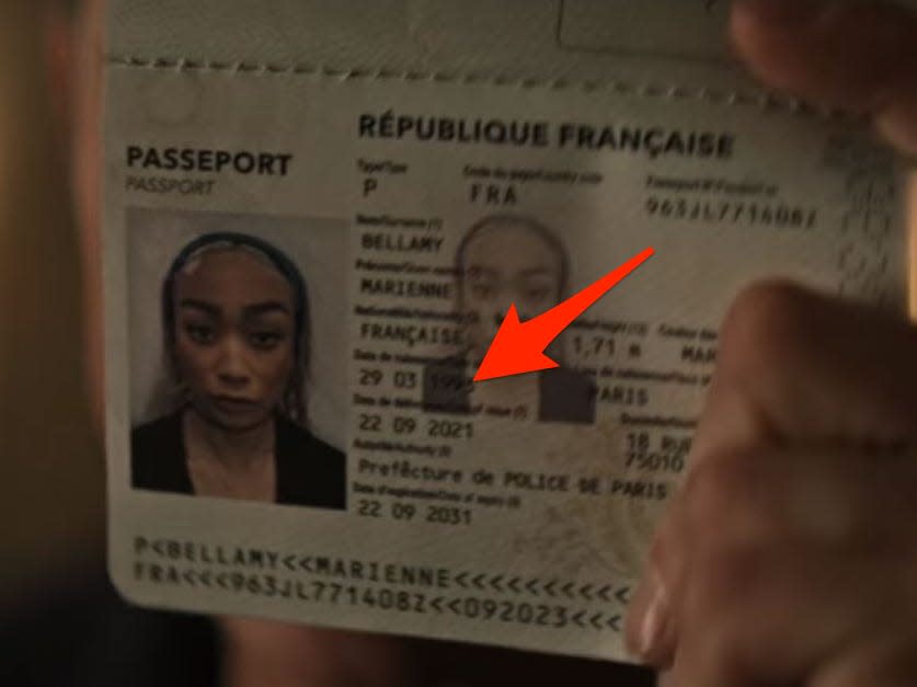 marienne passport on you with arrow on her birthday