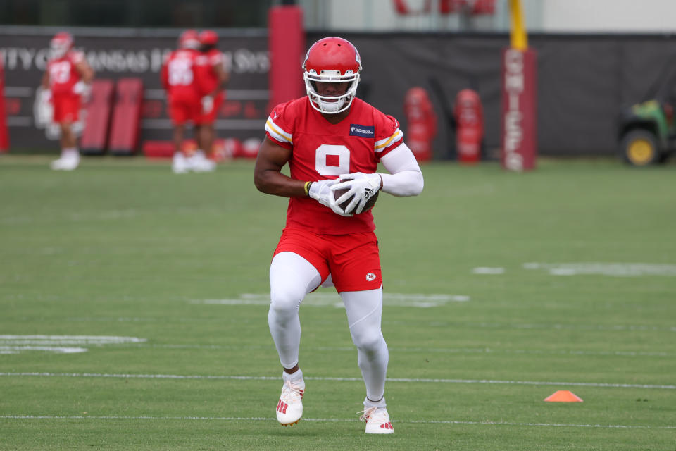 Kansas City Chiefs wide receiver JuJu Smith-Schuster (9) has fantasy intrigue in 2022