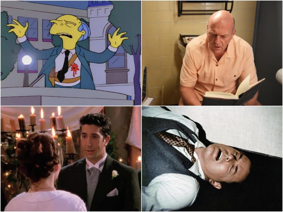 Clockwise from top right: The Simpsons, Breaking Bad, Dallas and Friends (Fox/AMC/NBC)