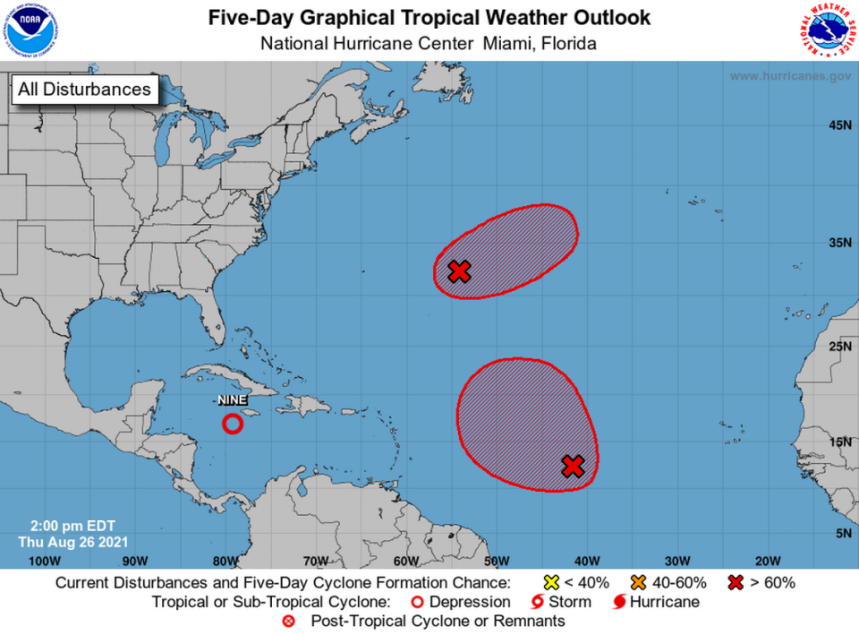 One depression has formed in the Atlantic Basin and two more are likely to develop over the weekend.