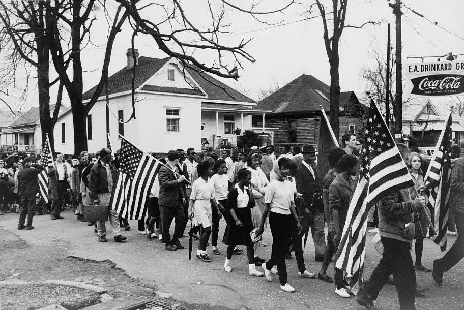 On March 25, 1965, Martin Luther King Jr. led thousands of nonviolent demonstrators to the steps of the capitol in Montgomery, Alabama, after a 5-day, 54-mile walk from Selma.