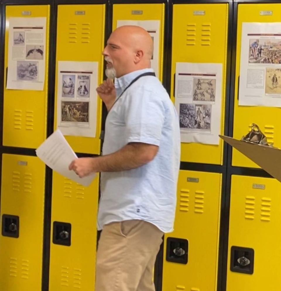 Monmouth Regional social studies teacher Joseph Nappi, pictured here teaching a lesson, is the New Jersey Teacher of the Year, and is a finalist for the National Teacher of the Year award.